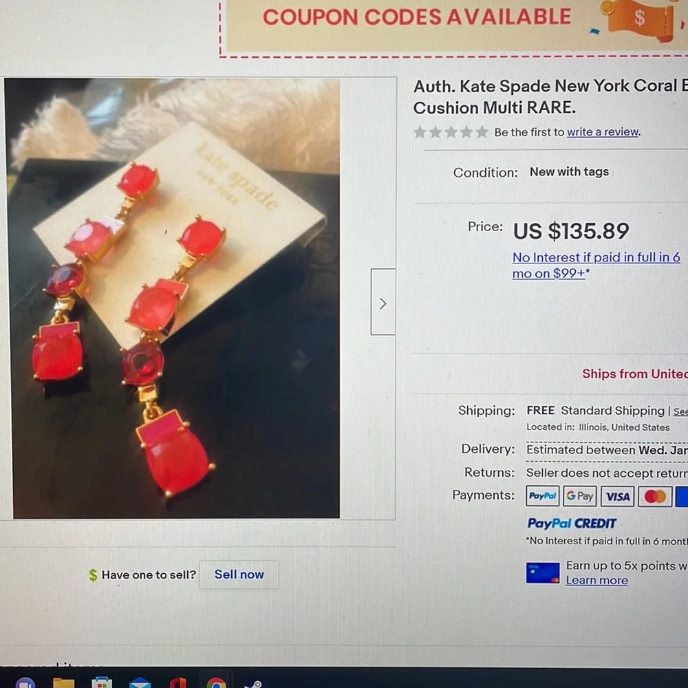 🚨RARE🚨 Kate Spade Jewel Cushion Dangle Earrings Y2K Preppy Glam Dopamine